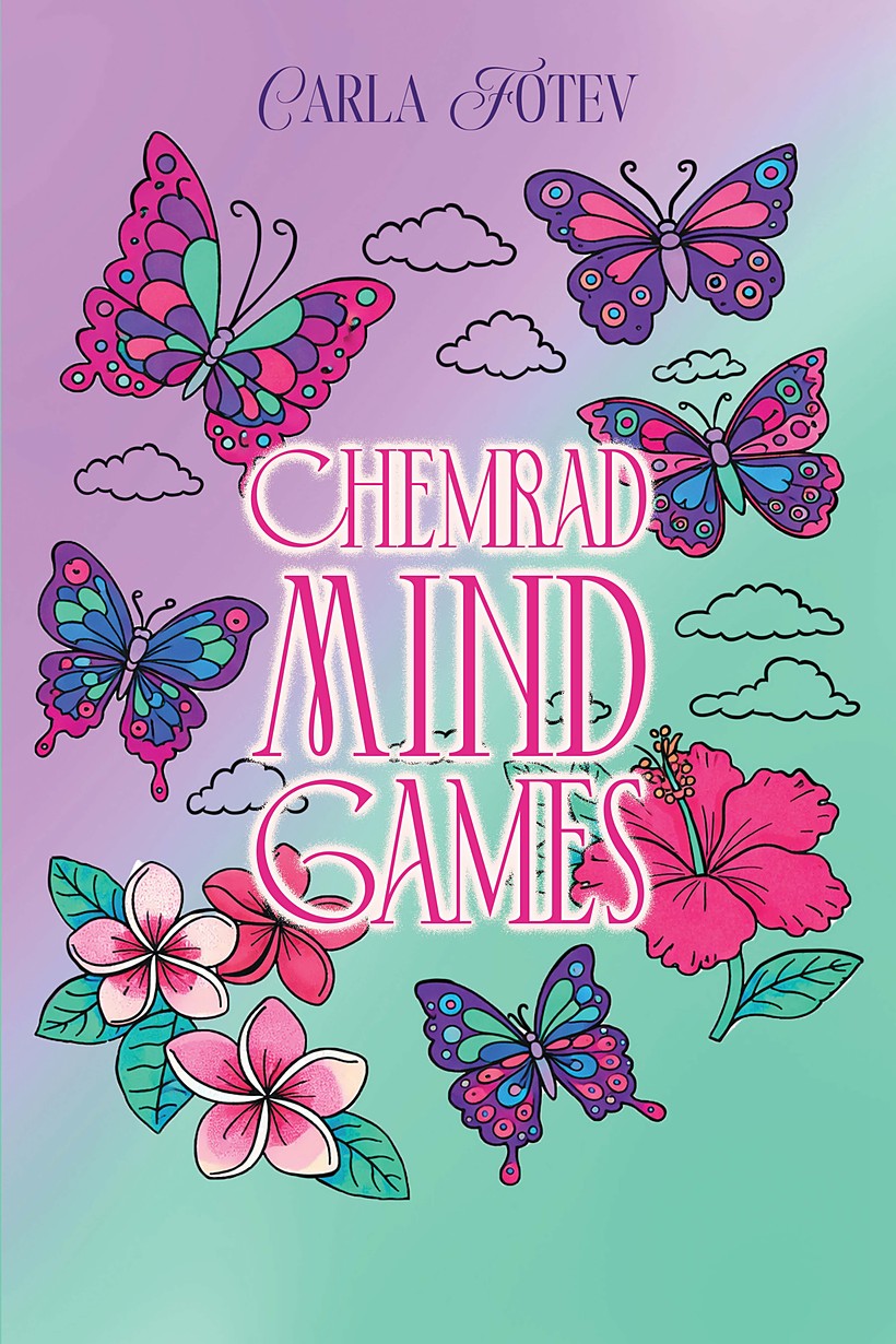 ChemRad Mind Games book cover — pastel purple and mint with colourful butterflies and hibiscus flowers